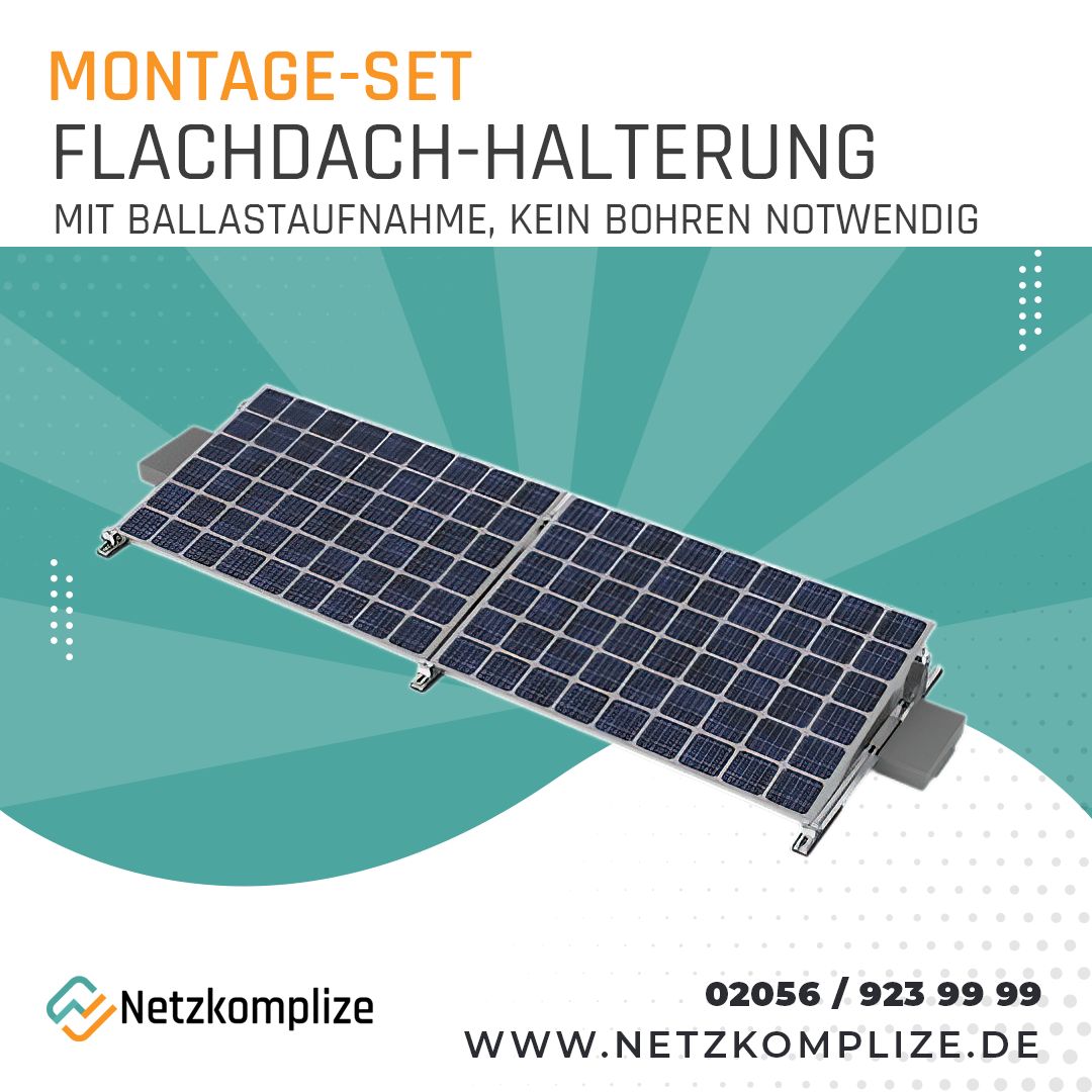 Flachdach-Halterung für 2 Solarmodule mit Ballastaufnahme (ohne Bohren)